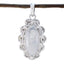 Rainbow Moonstone Edgy American Silver Solitaire White Pendant