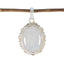 Rainbow Moonstone Edgy Moroccan 925 Silver Solitaire White Pendant