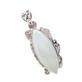 Rainbow Moonstone Statement Mexican Silver Solitaire Andrea Rope-Wire White Pendant Jewelry