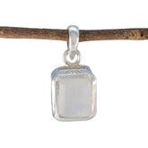 Rainbow Moonstone Dainty Italian 925 Silver Solitaire White Pendant