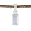 Rainbow Moonstone Delicate Italian 92.5 Silver Solitaire White Pendant