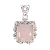 Rose Quartz Statement Moroccan Silver Solitaire Pink Pendant