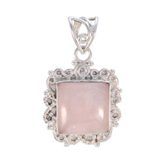 Rose Quartz Statement Moroccan Silver Solitaire Pink Pendant