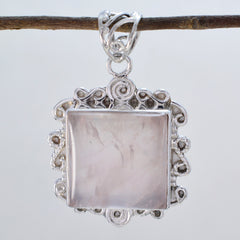 Pendentif solitaire en argent marocain en quartz rose Marie