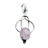 Rose Quartz Dainty Italian 92.5 Silver Solitaire Pink Pendant