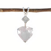 Rose Quartz Dainty Mexican 925 Silver Toi et Moi Pink Pendant