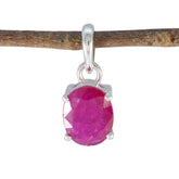 Ruby Minimalist Japanese 925 Silver Solitaire Red Pendant