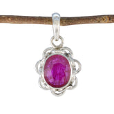 Ruby Delicate Russian Sterling Silver Solitaire Red Pendant