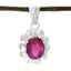 Ruby Slim French 92.5 Silver Solitaire Red Pendant