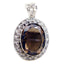 Smoky Quartz Chunky Russian 925 Silver Solitaire Brown Pendant