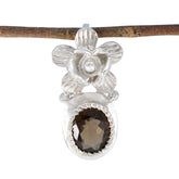smoky quartz Versatile Spanish Sterling Silver Solitaire Brown Pendant