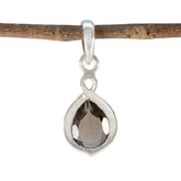 Smoky Quartz Elegant Japanese Sterling Silver Solitaire Brown Pendant
