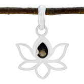 smoky quartz Elegant Korean Silver Solitaire Brown Pendant