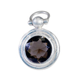 Smoky Quartz Featherlight Italian 925 Silver Solitaire Brown Pendant