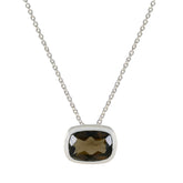 Smoky Quartz Classic German Silver Solitaire Brown Pendant