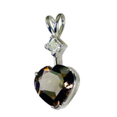 Smoky Quartz Dainty Latin American 92.5 Silver Toi et Moi Brown Pendant