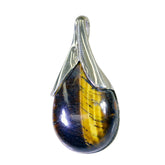 Tiger Eye Mid-weight American 92.5 Silver Solitaire Brown Pendant