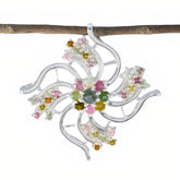 Tourmaline Statement Moroccan 92.5 Silver multiple multicolor Pendant