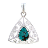Turquoise Whisper-thin Spanish 92.5 Silver Solitaire Turquoise Pendant
