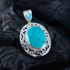 Pendentif solitaire Sofía rétro bleu turquoise en argent 925