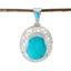 Turquoise Chunky French 925 Silver Solitaire Turquoise Pendant