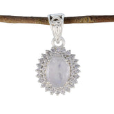 Rainbow Moonstone Featherlight Indian 925 Silver multiple White Pendant