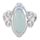 Aqua Chalcedony Solitaire Spanish Silver Green Gems Minimal Rope Wire Ring Jewellery