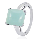 Aqua Chalcedony Solitaire Moroccan 925 Silver Green Gemstone Minimal Cultural Ring Jewelry