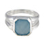 Aqua Chalcedony Solitaire Indian Silver Green Gems Eye catching Abstract Ring Jewellery