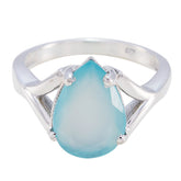 Aqua Chalcedony Solitaire African 925 Sterling Silver Green Gemstones Minimal wedding Ring Jewelry