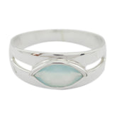 Aqua Chalcedony Solitaire African Silver Green Gems Slim Trendy Ring Jewellery