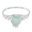 Aqua Chalcedony Solitaire Australian Silver Green Gemstones Delicate Rope Wire Ring Jewelry