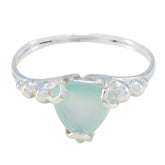 Aqua Chalcedony Solitaire Australian Silver Green Gemstones Delicate Rope Wire Ring Jewelry