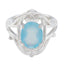 Aqua Chalcedony Solitaire French Silver Green Gems Tiny Trendy Ring Jewelry