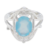 Aqua Chalcedony Solitaire French Silver Green Gems Tiny Trendy Ring Jewelry