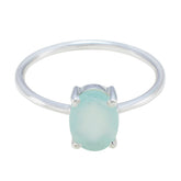 Aqua Chalcedony Solitaire Turkish Sterling Silver Green Gems Elegant Sophisticated Ring Jewelry