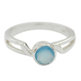 Aqua Chalcedony Solitaire Korean Sterling Silver Green Gemstone Whisper thin Modern Ring Jewelry