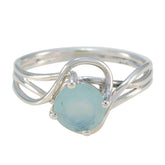 Aqua Chalcedony Solitaire American Silver Green Gems Delicate Abstract Ring Jewelry