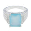 Aqua Chalcedony Solitaire German 92.5 Silver Green Gemstone Eye catching Abstract Ring Jewellery
