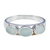 Aqua Chalcedony Trilogy Korean Sterling Silver Green Gemstones Delicate Glamorous Ring Jewelry