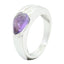 Amethyst Solitaire Indian Silver Purple Gems Classic propsel Ring Jewellery