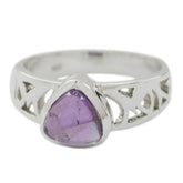 Amethyst Solitaire Moroccan 925 Sterling Silver Purple Gemstone Tiny Feminine Ring Jewellery