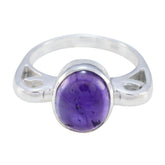 Amethyst Solitaire Indian Silver Purple Gemstone Mid weight Feminine Ring Jewelry