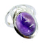 Amethyst Solitaire French 92.5 Silver Purple Gemstones Essential Signet Ring Jewelry