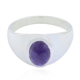 Amethyst Solitaire French Silver Purple Gems Minimal Abstract Ring Jewellery