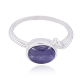 Amethyst Solitaire American Silver Purple Gemstones Whisper thin Abstract Ring Jewellery