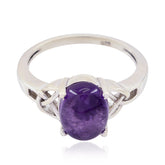 Amethyst Solitaire Japanese Sterling Silver Purple Gemstone Whisper thin Contemporary Ring Jewelry