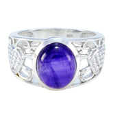 Amethyst Solitaire Middle Eastern Silver Purple Gemstones Mid weight Filigree Ring Jewelry