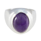Amethyst Solitaire Indian 925 Silver Purple Gems Essential Trendy Ring Jewelry