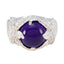 Amethyst Solitaire Italian 925 Sterling Silver Purple Gemstone Statement Art Deco Ring Jewelry